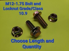 M12-1.75 x(CHOOSE LENGTH & QTY) Class 10.9 Flange Bolts & Lock Nuts Yellow Grade picture