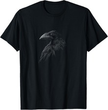 Mystical black raven illustration crow artwork T-Shirt picture
