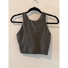 Athleta Conscious Crop Tank Top High Neck Built In Bra Gray Green Womens Small picture