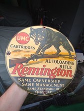 Vintage Remington Porcelain Sign - Firearms Autoloading Rifle Cartridges Sign picture