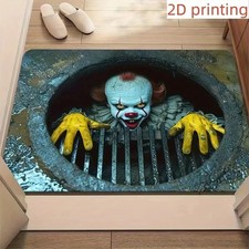 Halloween Door Mat Pennywise Clown – Red Hair Horror Welcome Rug Non-Slip picture