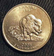 2005 D Kansas Quarter Dollar. 'Detached Leg' Error, 50 State Quarter picture