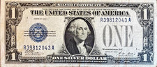1928 A $1 One Dollar Silver Certificate - FUNNY BACK ~ Circulated picture