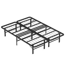 New Modern Bi-Fold Folding Platform Metal Bed Frame Mattress Foundation BF picture