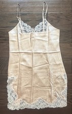 Vintage Lasoie 100% Silk Lace Camisole Champagne Cami Top L NWOT Y2K (B7) picture
