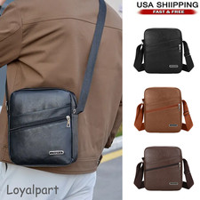 Men’s Leather Crossbody Bag Shoulder Sling Travel Casual Messenger Chest Pack US picture