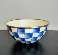 MACKENZIE-CHILDS Enamel Small Everyday Bowl. ROYAL BLUE CHECK. Awesome   picture