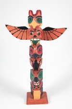 VTG Hand Carved Painted Wood Thunderbird Totem Pole Pacific NW First Nations 12