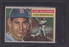 1956 Topps - Ted Williams 5 - White Back - vibrant but has a crease picture