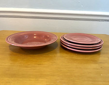 Fiestaware Rose 1950s LOT OF 5 - 1 x deep plate, 3 x 7.5” plate, 1 x 6.5” plate picture