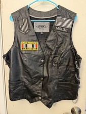 Vintage Motorcycle Club Leather Vest Patches Veteran Family Riders UNIK 3XL READ picture