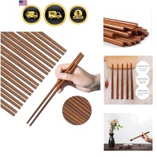 Elegant Reusable Wooden Chopsticks - 10 Pairs, Dishwasher Safe, Eco-Friendly picture