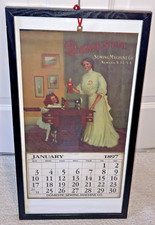 1897 Antique Victorian DOMESTIC SEWING MACHINE CO. Promotional Framed CALENDAR picture