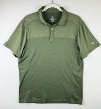 Kuhl Engineered Men Polo Shirt Response Short Sleeve Heather Green L Performance picture