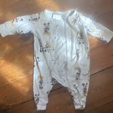 H&M Disney Mickey Mouse White Knit Coverall One-Piece Long Sleeve Snap 3M picture