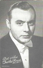 EXHIBIT CO. ARCADE ACTOR CARD 1940's CHARLES BOYER RARE, POPULAR CARD picture