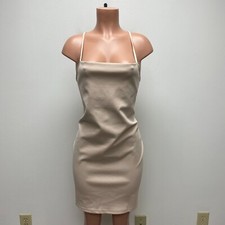Topshop Women Dusty Pink Square Neck Cut Out Crossback Strappy Mini Dress 14 $65 picture