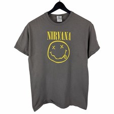 Vintage 2010s Nirvana Smiley Face Kurt Cobain Grunge Band Shirt Size M picture