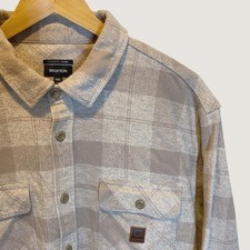 Brixton Bowery Flannel Shirt Mens XXL Tan Plaid Excellent Heavy Weight NWOT picture