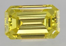 Cert 0.45 Carat Canary Yellow VVS2 Emerald Natural Enhanced Diamond 5.5x3.39mm picture
