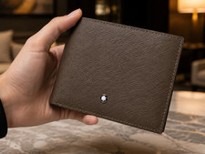 2026 Montblanc Mens Luxury Bifold Wallet Brown Leather 6CC Card Holder NIB Gift picture