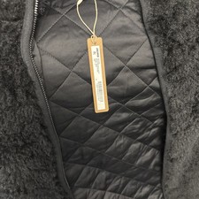 Skims Women's Size Large Onyx Faux Fur Zip Up Mock Neck Jacket ZU-ZUP-10193W picture
