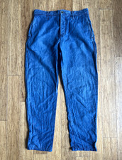 Men’s Incotex Cotton-Linen “Chinolino” Trousers | 30in waist | Blue  picture