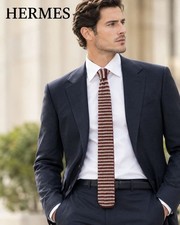 Ky459 HERMES Narrow Tie Silk Knit Tie Border picture