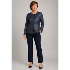 Chico's Finney Jacket Womens 2 Blue Pebbled Perfection Snakeskin Embossed Button picture