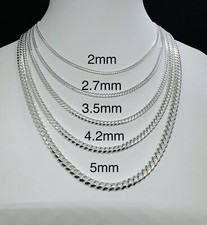 .925 Sterling Silver Solid Miami Cuban Chains Men's/Women's 2mm-5mm size 16