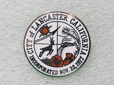 City of Lancaster CA Crest Shield Tie Pin California Travel Souvenir Rare White picture