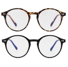 Gleyemor Blue Light Glasses New 2 Pair Unisex  Vintage Round Frame Computer picture