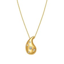 14K Yellow Gold Diamond Raindrop Necklace picture