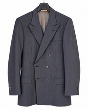 Vintage Brioni Roman Style Blazer 43/53 Gray Pinstripe Double Breasted Italy picture
