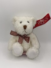 Russ Trueheart White Teddy Bear Plush Heartwarmer Collection Gingham Bow Tag picture