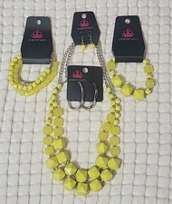 Paparazzi Fashion Fix 5 Piece Set Glimpses Of Malibu Yellow Statement Jewelry picture