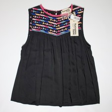 NWT Savanna Jane Black Neon Geometric Embroidered Tank Blouse Top Women M (C1) picture