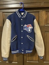 MEMPHIS STATE UNIVERSITY TIGERS Letterman Jacket, Full-Snap, Leather, Wool picture