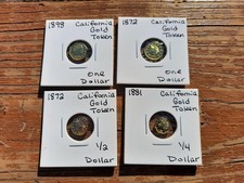 LOT OF 4 CALIFORNIA GOLD TOKENS FRACTIONALS 2 1872, 1881, 1898, FRACTIONAL GOLD picture