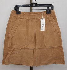 Vince 100% Goat Leather & Silk Inverted Pleat Mini Skirt V278930353 CHOOSE SIZE picture