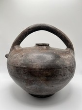 19th Century Handmade French Pottery Antique Oil Jug Vessel picture