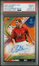 Topps Finest UEFA Roy Keane BA-MU Orange Wave Refractor Auto 25/25 PSA 9 Auto 10 picture