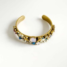 New Jcrew Crystal Open Statement Bangle Cuff Retro Women Party Vacation Jewelry picture