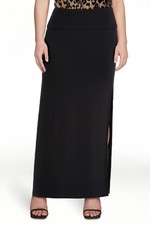 No Boundaries Womens Knit Foldover Slit Maxi Skirt 2X XXL (20) Black Soot picture
