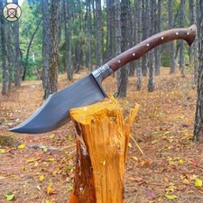 CUSTOM HANDMADE Carbon Steel Rugged Survival Blade Long Woodcutting Axe Kukri picture