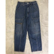 Mother Superior 26 Private Zip Pocket Ankle Utility Jeans High Rise Cargo Denim picture
