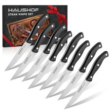 HAUSHOF 8PC Steak Knives Set Stainless Steel Knives Serrated 9