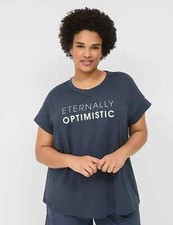 Lane Bryant Plus Size 18/20 Eternally Optimistic Graphic Tee Crew-Neck Navy NWT picture