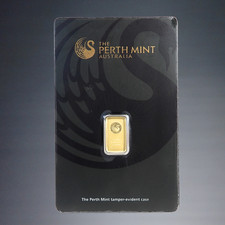 THE PERTH MINT AUSTRALIA 1 GRAM 99.99 FINE GOLD BAR ASSAY CARD picture