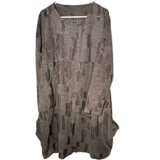 Sacred Threads Women Brown Tunic Top One Sz Cutout Patches Lagenlook Artsy Boho picture